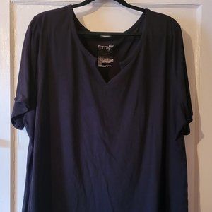 Terra & Sky Black V neck Short Sleeve Top Size 3x 24w/26w